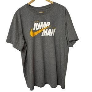 AIR JORDAN NIKE "Jump Man" Gray Crew Neck Short Sleeve T Shirt Men's Size XLarge